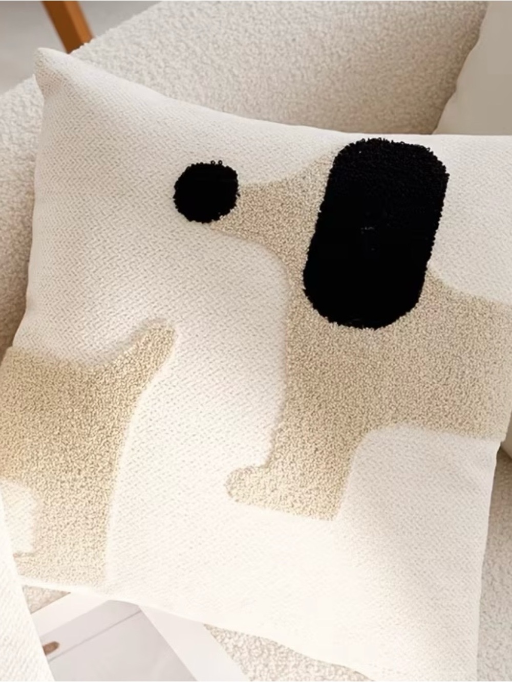 NWOT Abstract DOG Neutral 18” Decorative Pillow with Black Accent